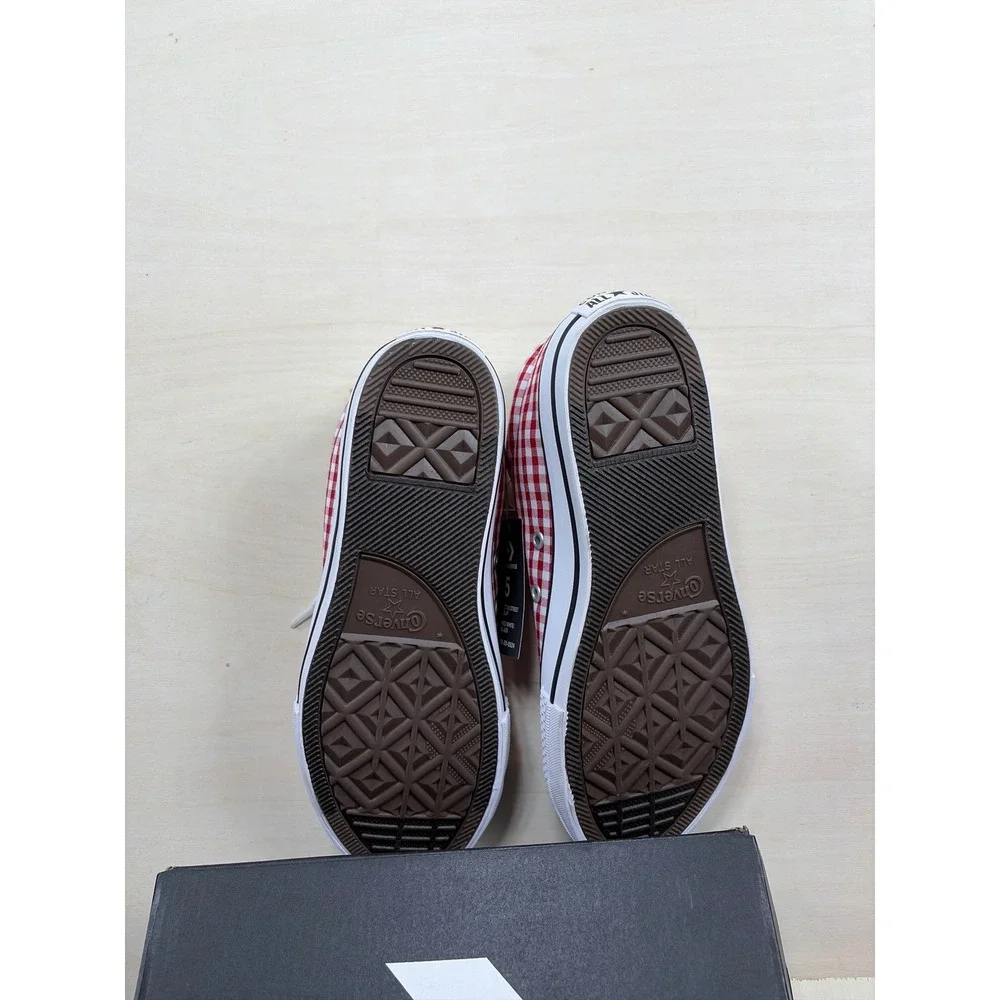Converse CTAS Street Slip Red White Gingham Sneakers Size 5 NEW